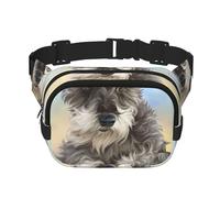 Lindo Estampado de Mini Schnauzer,Riñonera Cuadrada de Doble Capa, Bolso de Viaje, Bolso Informal para el Pecho.