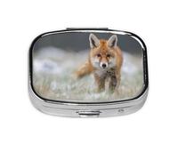 Lindo estampado de zorro, Pastillero cuadrado para bolsillo o monedero, pequeño contenedor de pastillas, organizador de pastillas de viaje