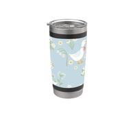 Lindo estampado pastel de flores y gansos Cottagecore Vaso térmico de acero inoxidable de doble pared