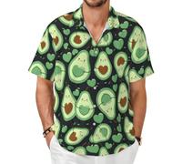 Lindo Estampado sin Costuras de corazón de Aguacate, Camisa de Manga Corta para Hombre, Camisas de Verano, Top Ligero para Adultos,As Shown,3XL