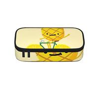 Lindo estuche de delfín de gran capacidad, bolsa de papelería de oficina, bolsa de cosméticos con compartimentos para niñas, niños y adultos, bicicleta de piña, talla única