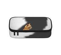 Lindo estuche de delfín de gran capacidad, bolsa de papelería de oficina, bolsa de cosméticos con compartimentos para niñas, niños y adultos, gato con sombra de león, talla única