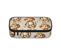 Lindo estuche de lápices de mono de gran capacidad, bolsa de papelería de oficina, bolsa de cosméticos con compartimentos para niñas, niños y adultos, lindo mono, talla única