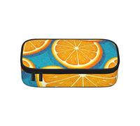 Lindo estuche de lápices de mono de gran capacidad, bolsa de papelería de oficina, bolsa de cosméticos con compartimentos para niñas, niños y adultos, fruta naranja fresca, talla única