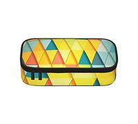 Lindo estuche de lápices de mono de gran capacidad, bolsa de papelería de oficina, bolsa de cosméticos con compartimentos para niñas, niños y adultos, triángulo colorido, talla única