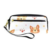 Lindo Estuche Escolar Niña Cartuchera de Piel Sintética con Diseño de Corazones y Estrellas, con Cremallera para Suministros Escolares y de Oficina