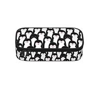 Lindo estuche para lápices de pingüino blanco y negro de lona de gran capacidad, organizador de escritorio, bolsa de papelería con cremallera
