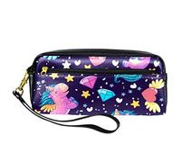 Lindo estuche para lápices de unicornio con diseño de estrellas de amor, bolsa de piel sintética con cremallera para niños y niñas, suministros escolares y de oficina