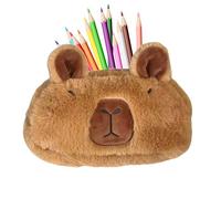 Lindo estuche para lápices | Estuche de plumas de peluche Capybara | Bolsillo grande con cremallera para niñas mujeres adolescentes estudiantes niños escuela universidad lecciones viaje maquillaje