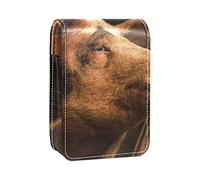 Lindo estuche portátil para pintalabios Big Pig on Farm para viajes, mini caja de almacenamiento de lápiz labial con espejo para mujeres y mujeres, bolsa de cosméticos de cuero, Varios colores, 9.5x2x7 cm/3.7x0.8x2.7 in