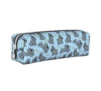 Lindo estuche redondo de piel con diseño de perro de Schnauzer con cremallera para mujeres, hombres, oficina, adultos y niños