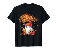 Lindo Fantasma Acción de Gracias Otoño Halloween Fantasma Café Camiseta