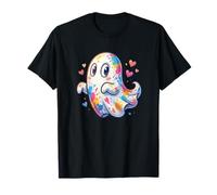 Lindo Fantasma Colorido con Corazones estética de Halloween Camiseta