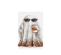 Lindo fantasma con gafas de sol sosteniendo taza de café ambientadores para coche, 4 tarjetas perfumadas colgantes, tarjetas perfumadas para coche, tabletas de aromaterapia