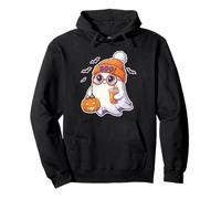 Lindo Fantasma de Halloween Calabaza Latte Boo Gorro Retro Dibujos Animados Sudadera con Capucha