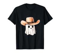 Lindo fantasma divertido sombrero de vaquero occidental Halloween vaquera Camiseta