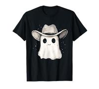 Lindo fantasma divertido sombrero de vaquero occidental Halloween vaquera Camiseta