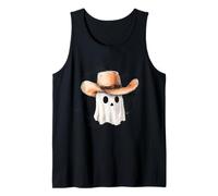 Lindo fantasma divertido sombrero de vaquero occidental Halloween vaquera Camiseta sin Mangas