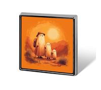 Lindo fantasma familia en una caminata unisex broches y alfileres cuadrados ligeros solapa insignia joyería para ropa, chal sombrero