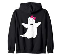 Lindo Fantasma Feliz con Pajarita Rosa para Mujeres y niñas Halloween Sudadera con Capucha