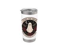 Lindo fantasma gótico rosas polillas luna pesadilla Vaso térmico de acero inoxidable de doble pared