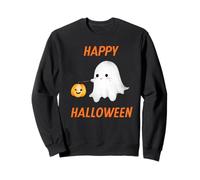Lindo Fantasma Hueco Feliz Halloween sosteniendo Calabaza Sudadera