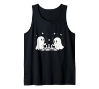 Lindo fantasma jugando ajedrez divertido Halloween Camiseta sin Mangas