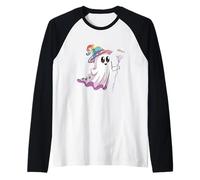 Lindo Fantasma Mago Arco Iris Sombrero Hongo mágico Halloween Camiseta Manga Raglan