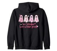 Lindo Fantasma Rosa para Crear Conciencia sobre el cáncer de Mama para Halloween Sudadera con Capucha
