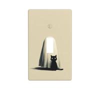 Lindo fantasma sosteniendo un gato negro simple cubierta de interruptor de luz decorativa de un solo interruptor de 1 banda placa de pared para cocina, casa de campo, dormitorio, baño, decoración