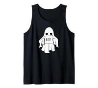 Lindo Fantasma sosteniendo un Signo de abucheo Espeluznante Disfraz de Halloween Camiseta sin Mangas