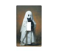 Lindo fantasma y gato negro espeluznante cubierta de interruptor de luz decorativa de un solo interruptor, placa de pared para cocina, granja, dormitorio, baño, decoración artística