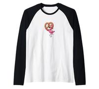 Lindo Flamenco de Dibujos Animados con Pretzel diseño de Baviera Camiseta Manga Raglan