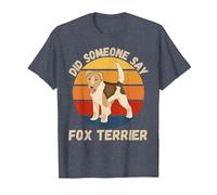 Lindo Fox Terrier Vintage ¿Alguien Dijo Perro Fox Terrier? Camiseta, Hombre, Azul Jaspeado, XL