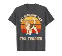 Lindo Fox Terrier Vintage ¿Alguien Dijo Perro Fox Terrier? Camiseta, Hombre, Jaspeado Oscuro, S