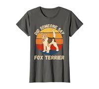 Lindo Fox Terrier Vintage ¿Alguien Dijo Perro Fox Terrier? Camiseta, Mujer, Asfalto, XXL