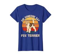 Lindo Fox Terrier Vintage ¿Alguien Dijo Perro Fox Terrier? Camiseta, Mujer, Azul Real, M