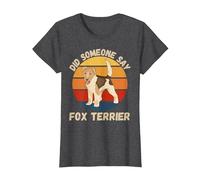 Lindo Fox Terrier Vintage ¿Alguien Dijo Perro Fox Terrier? Camiseta, Mujer, Jaspeado Oscuro, 3XL