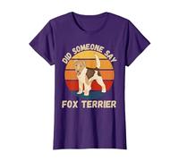 Lindo Fox Terrier Vintage ¿Alguien Dijo Perro Fox Terrier? Camiseta, Mujer, Morado, XL