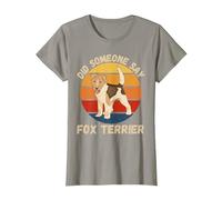 Lindo Fox Terrier Vintage ¿Alguien Dijo Perro Fox Terrier? Camiseta, Mujer, Pizarra, 3XL