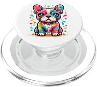 Lindo francés Bulldog Cachorros Frenchie Amante Colorido Clip Art PopSockets PopGrip para MagSafe