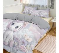 Lindo Funda Nordica Arcoíris Flores Caballo Microfibra - Juego de Cama 220x240cm cm y 2 Funda de Almohada 50x75 cm Juveniles Niña Fundas Nordicas Edredon Cama 135/150