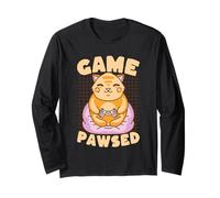 Lindo Gamer Cat Video Game Lover Juego de Palabras Arte Manga Larga