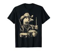 Lindo Ganso Tocando Tambores Divertido Vaquero Animal Western Drummer Camiseta