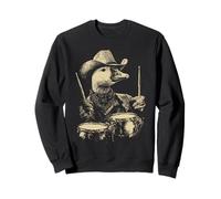 Lindo Ganso Tocando Tambores Divertido Vaquero Animal Western Drummer Sudadera