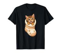 Lindo Gatito atigrado en Acogedor calcetín Gato mamá Cutecore Kawaii Camiseta