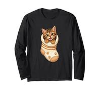 Lindo Gatito atigrado en Acogedor calcetín Gato mamá Cutecore Kawaii Manga Larga