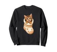 Lindo Gatito atigrado en Acogedor calcetín Gato mamá Cutecore Kawaii Sudadera
