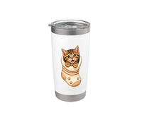 Lindo gatito atigrado en acogedor calcetín gato mamá Cutecore Kawaii Vaso térmico de acero inoxidable de doble pared