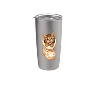 Lindo gatito atigrado en acogedor calcetín gato mamá Cutecore Kawaii Vaso térmico de acero inoxidable de doble pared